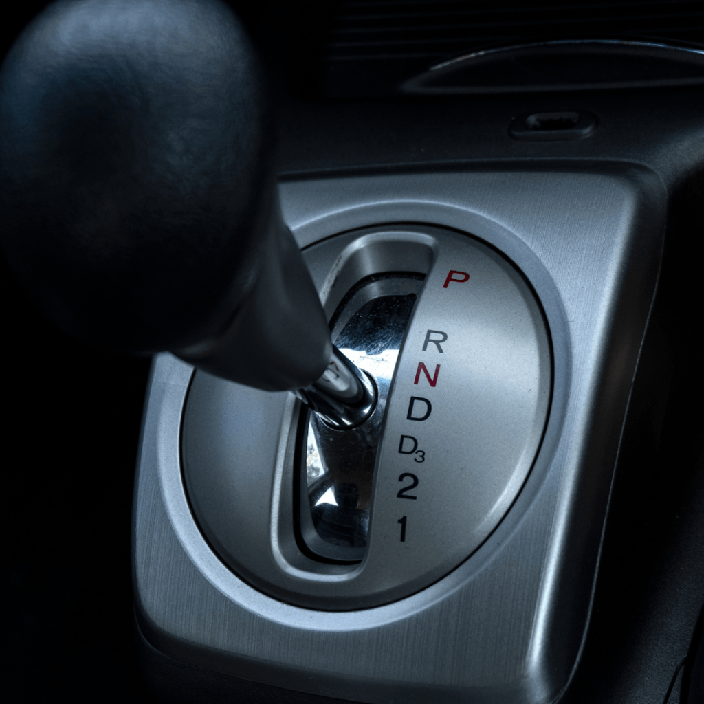 A gear stick on an automatic car during an automatic intensive driving course